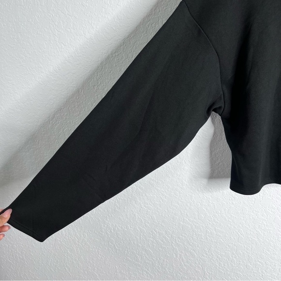 Express Sweater Women Large Mock Neck Fleece Black Crop Long Sleeve GG - Picture 5 of 9